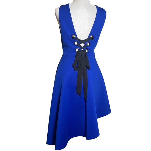 Topshop Eyelet Lace-Up Asymmetrical Dress Blue Sz 8. - Picture 3 of 5